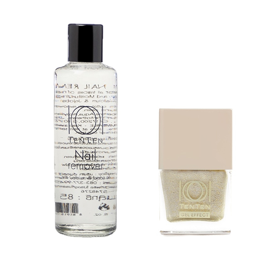 Ten Ten Value Pack Nail Remover 85ml. + Gel Effect Nail Polish 12ml. NBP98 Let's Glow