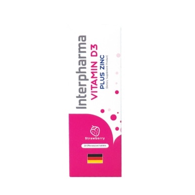 Interpharma - Interpharma Vitamin D3 plus Zinc 20 Tablets (Strawberry Flavour) image