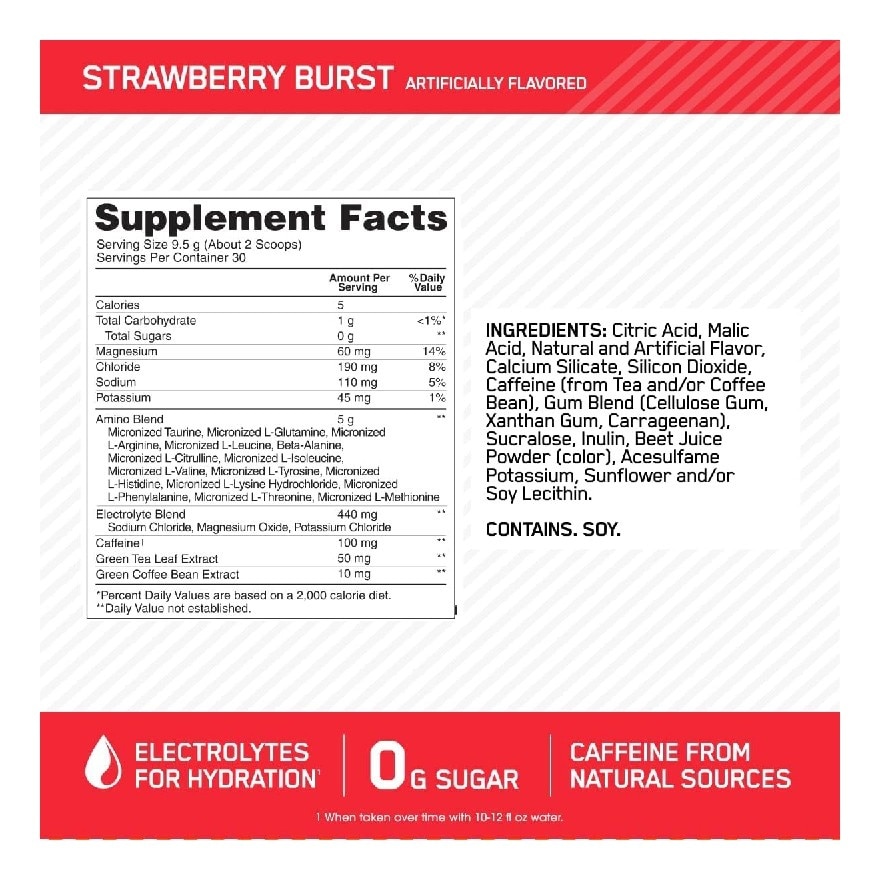Optimum Nutrition Amino Energy Electrolytes Strawberry 285 g. image
