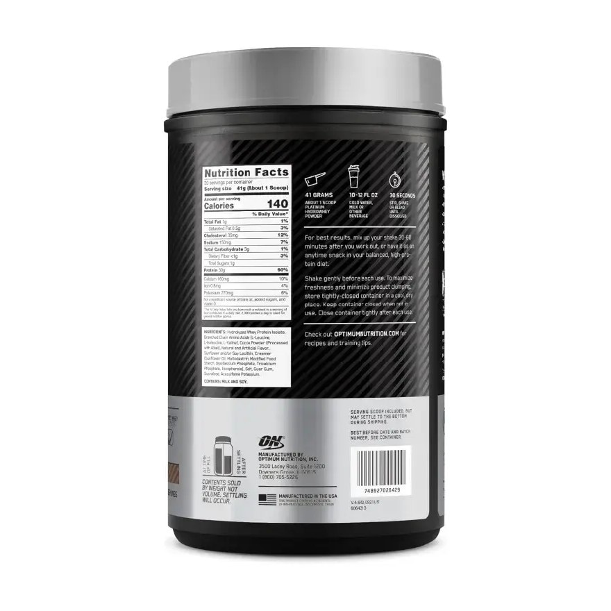 Optimum Nutrition Platinum Hydro Whey Chocolate 800 g. image