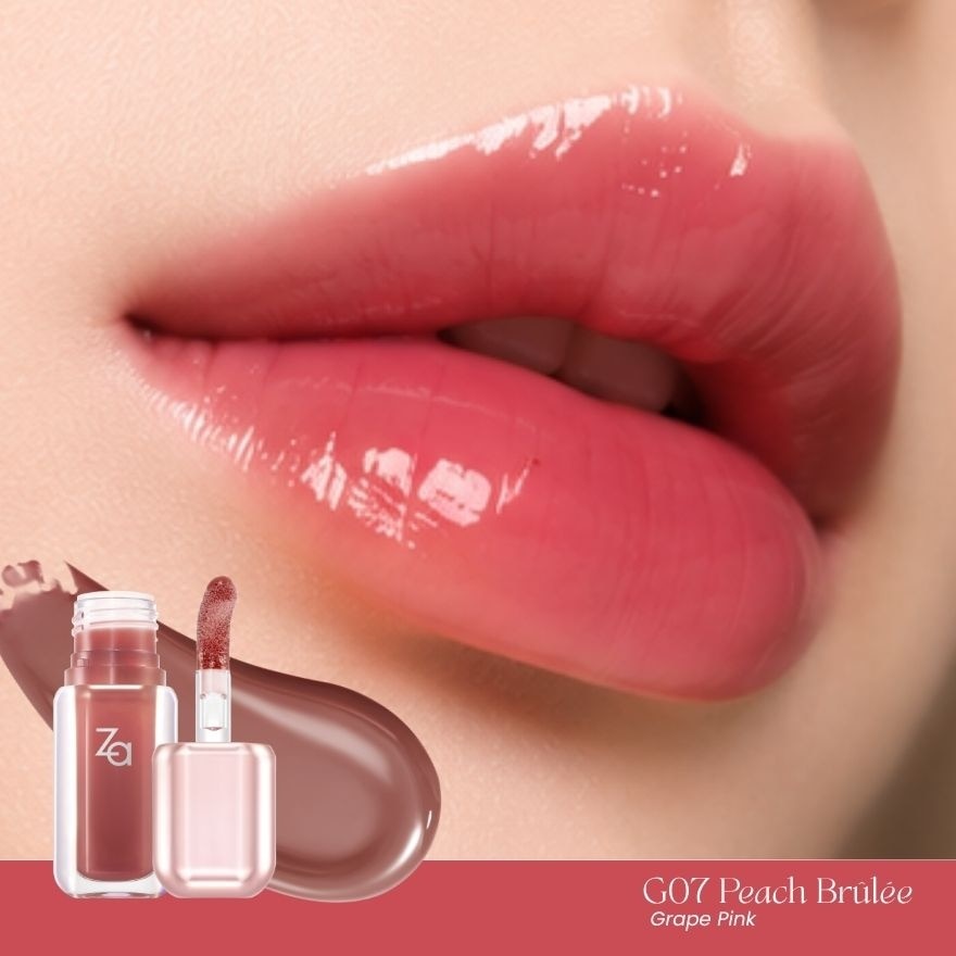 Za Jelly Glow Lip Gloss 3.2g. G07 Peach Brulee image