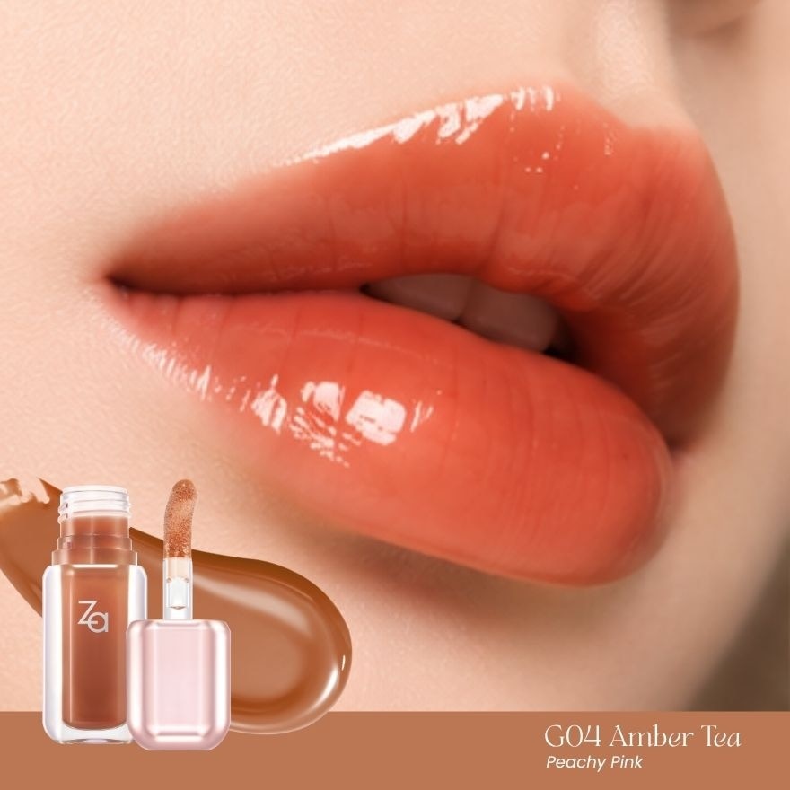 Za Jelly Glow Lip Gloss 3.2g. G04 Amber Tea image