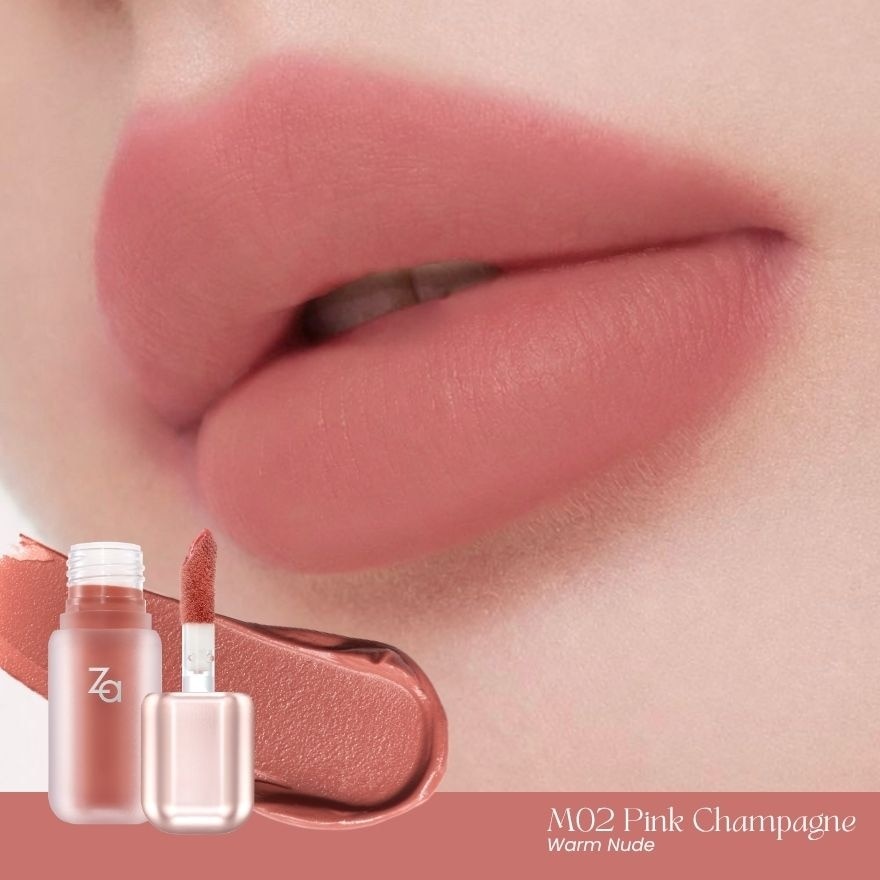 Za Velvet Matte Lip Gloss 3.2g. M02 Pink Champagne image