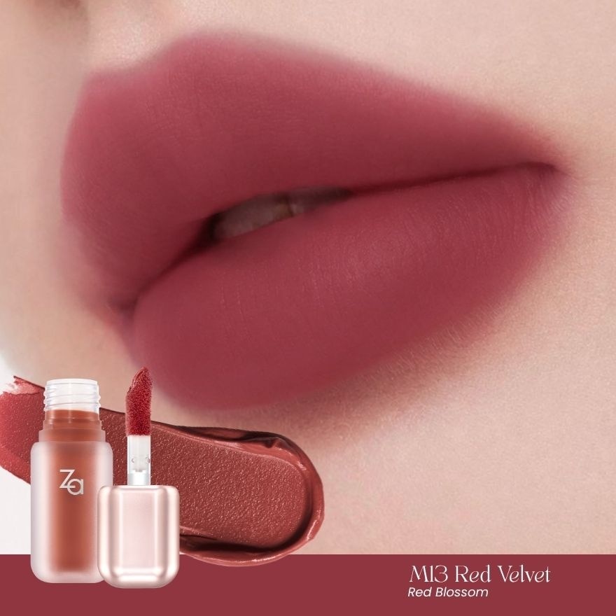 Za Velvet Matte Lip Gloss 3.2g. M13 Red Velvet image