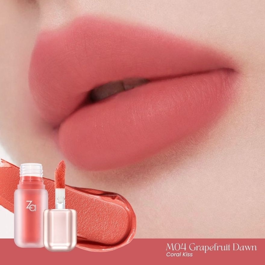Za Velvet Matte Lip Gloss 3.2g. M04Grapefruit Dawn image