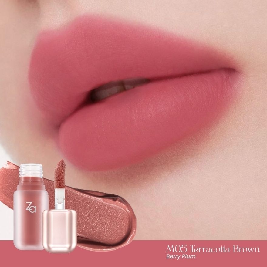 Za Velvet Matte Lip Gloss 3.2g. M05 Terracotta Brown image