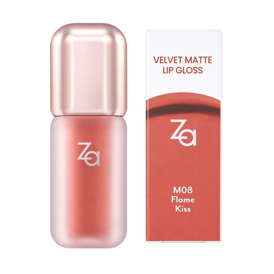 Za Velvet Matte Lip Gloss 3.2g. M08 Flame Kiss image