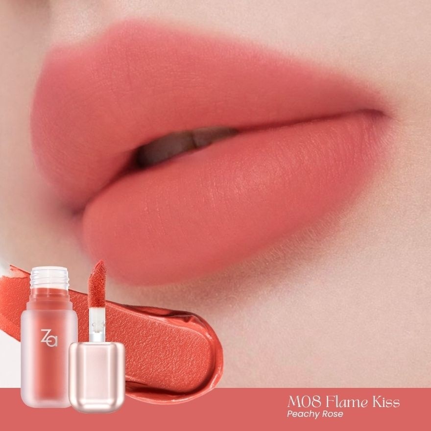 Za Velvet Matte Lip Gloss 3.2g. M08 Flame Kiss image