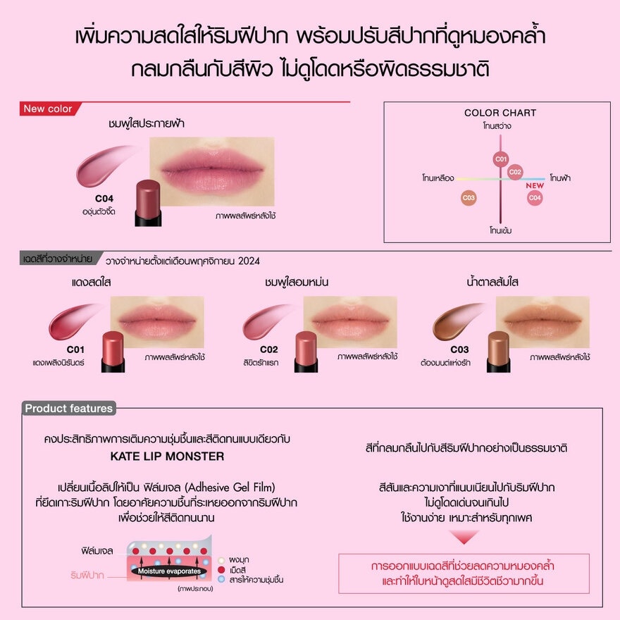 เคท มอนสเตอร์ เคลียร์ โทน ลิป 3ก. C04 เกรป คาโม มอนสเตอร์ image