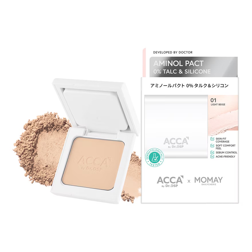 ACCA by DrDSP X MOMAY Aminol Pact 0 Talc Silicone 12g 01 Light Beige image