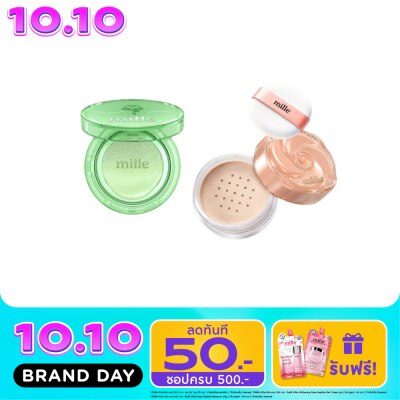 Mille Mille Value Pack Perfect Clear Acne Cushion Green Base 14g.+Soft Blur Oil Control Loo image