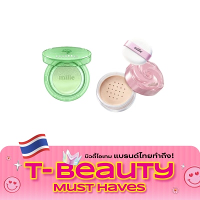 Mille Mille Value Pack Perfect Clear Acne Cushion Green Base 14g. + Rose Peptide Loose Powd image