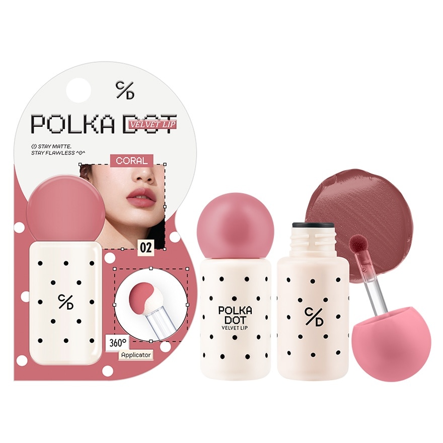 Cathy Doll Polka Dot Velvet Lip 3g. 02 Coral image