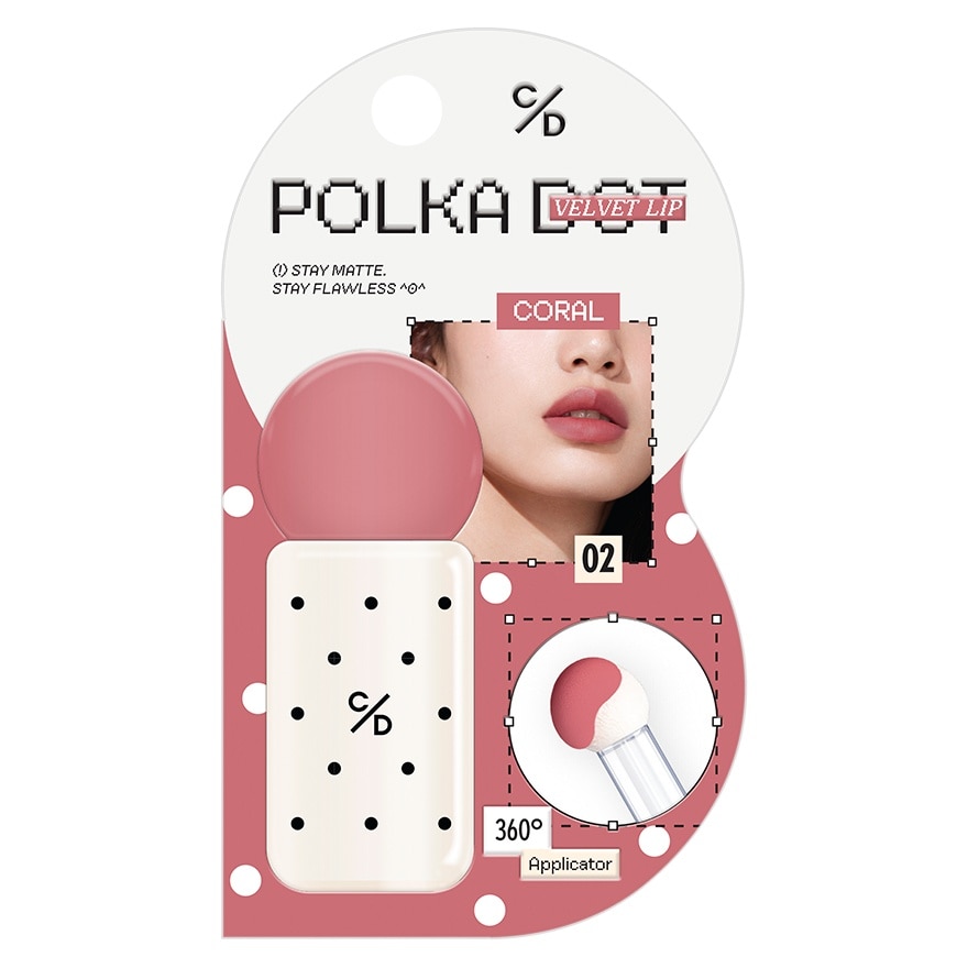 Cathy Doll Polka Dot Velvet Lip 3g. 02 Coral image